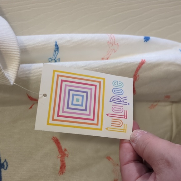 New Lula roe Short sleeve sweater size small colors are white, pink and blue - Picture 3 of 4